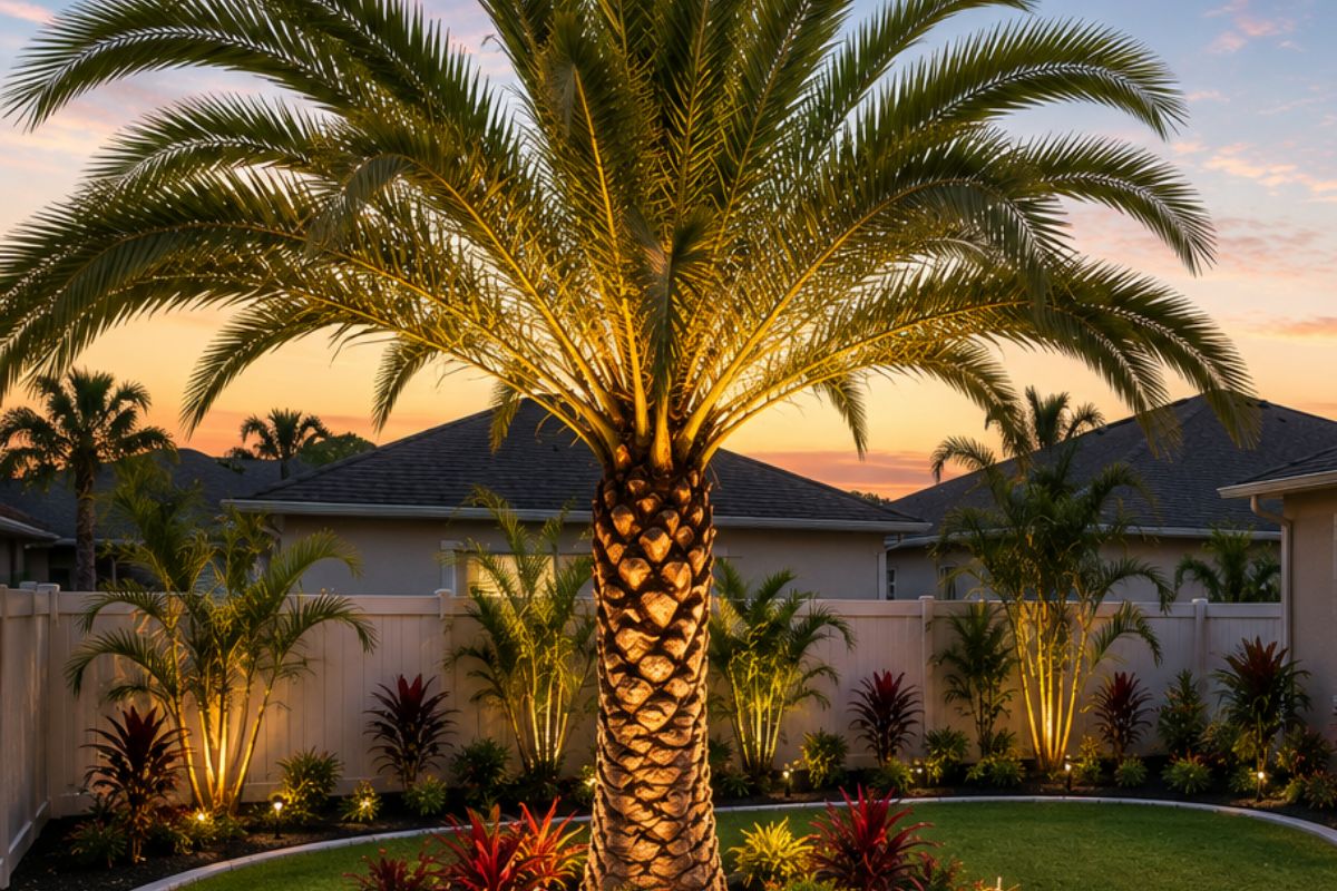 palm tree in backyard