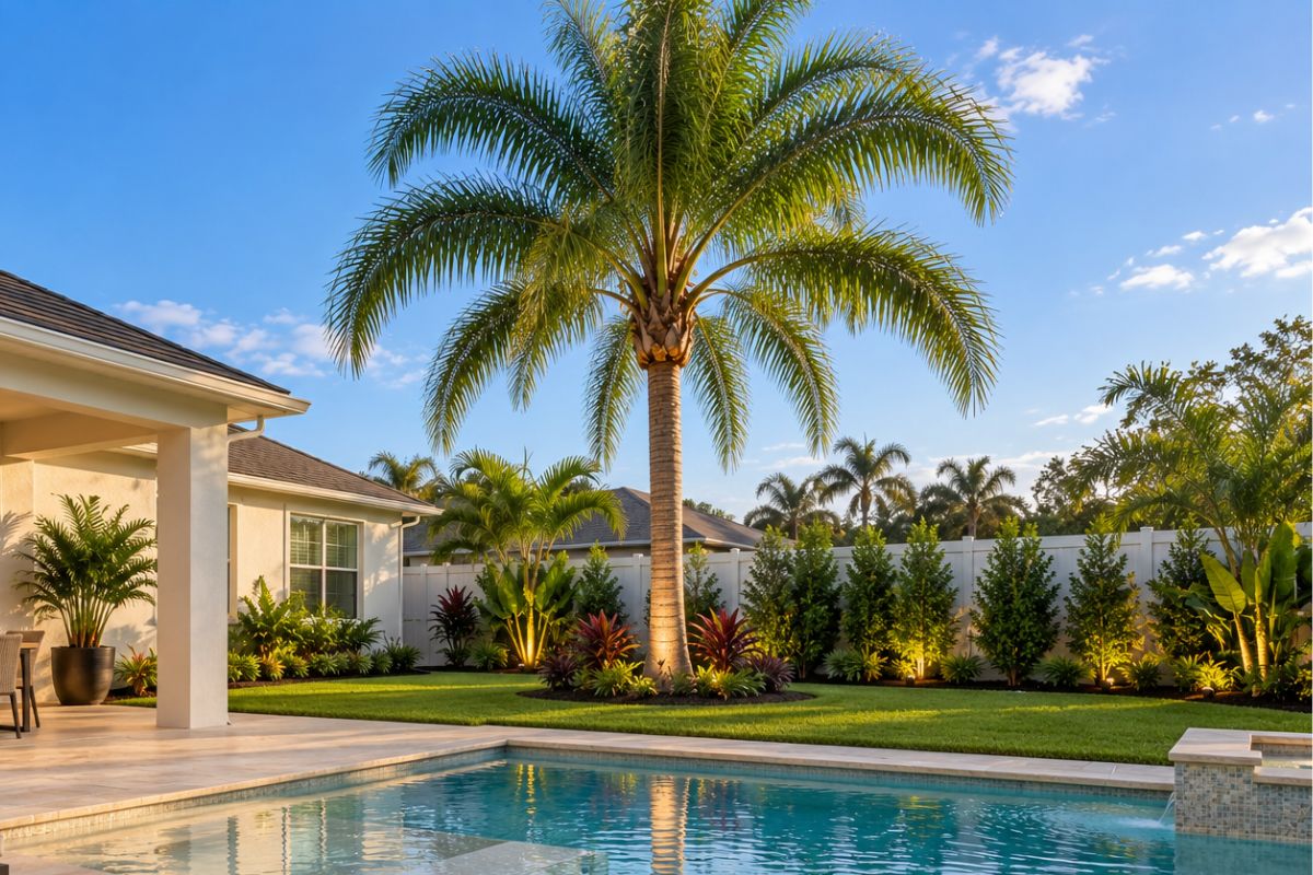 palm tree in backyard