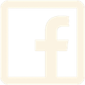 Facebook logo icon in beige and black.