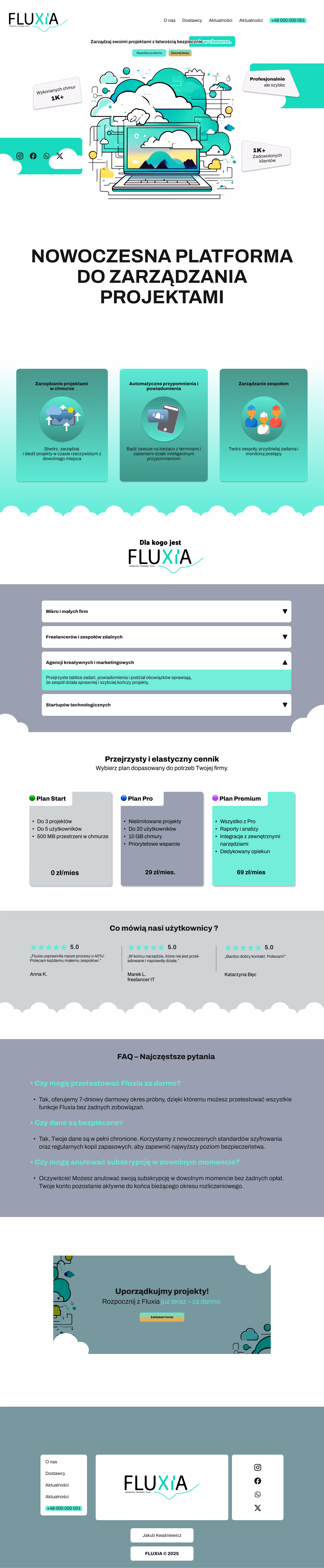 layout strony głównej fluxia