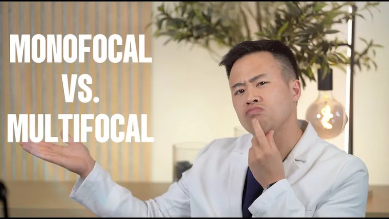 Dr. Jeffrey Tran comparing monofocal vs multifocal cataract lenses — patient education video from Stratus Eye in Suwanee, GA