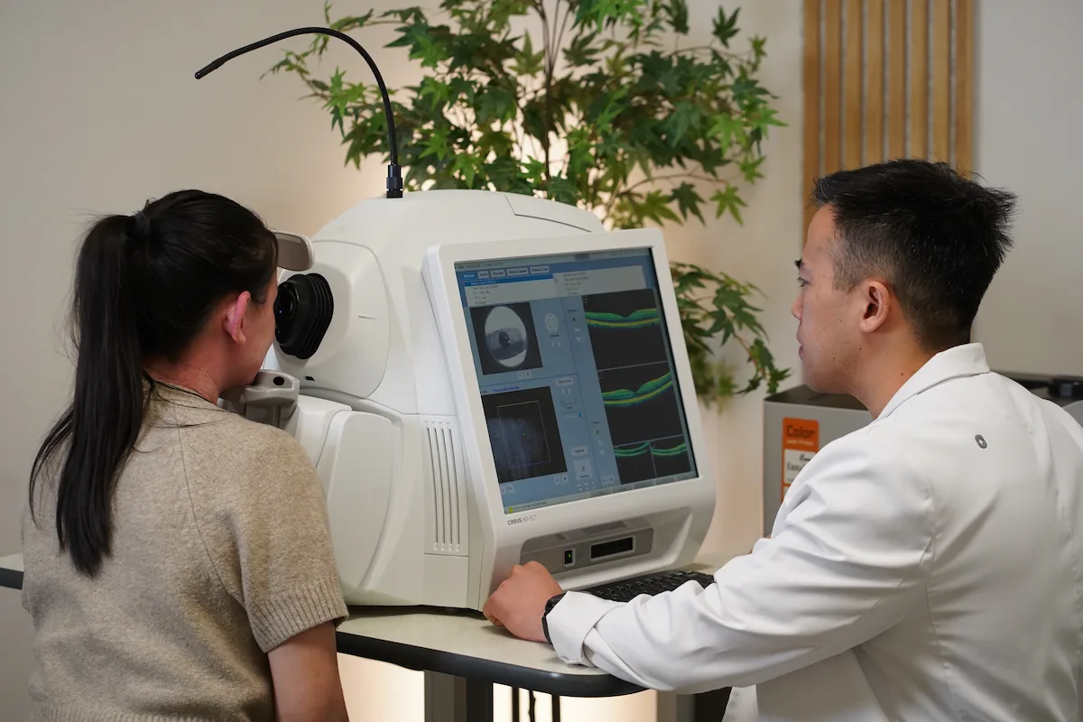 Optical coherence tomography OCT machine used for glaucoma monitoring at Stratus Eye in Suwanee, GA