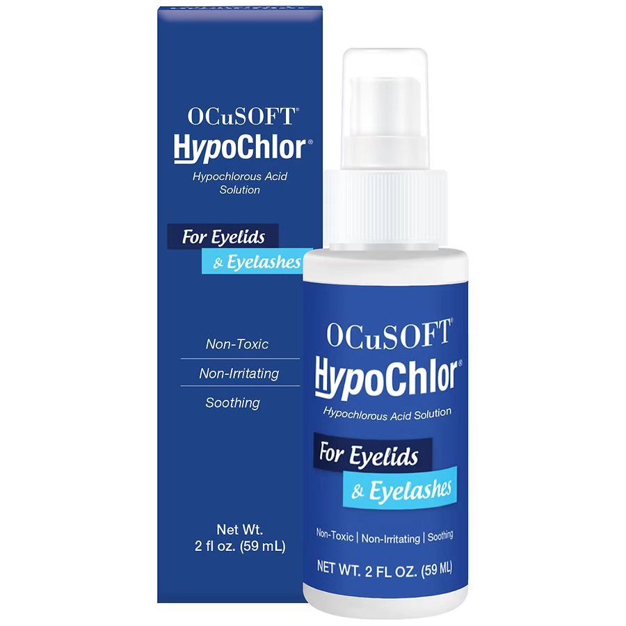 Hypochlorous acid eyelid spray for blepharitis and MGD management recommended at Stratus Eye in Suwanee, GA