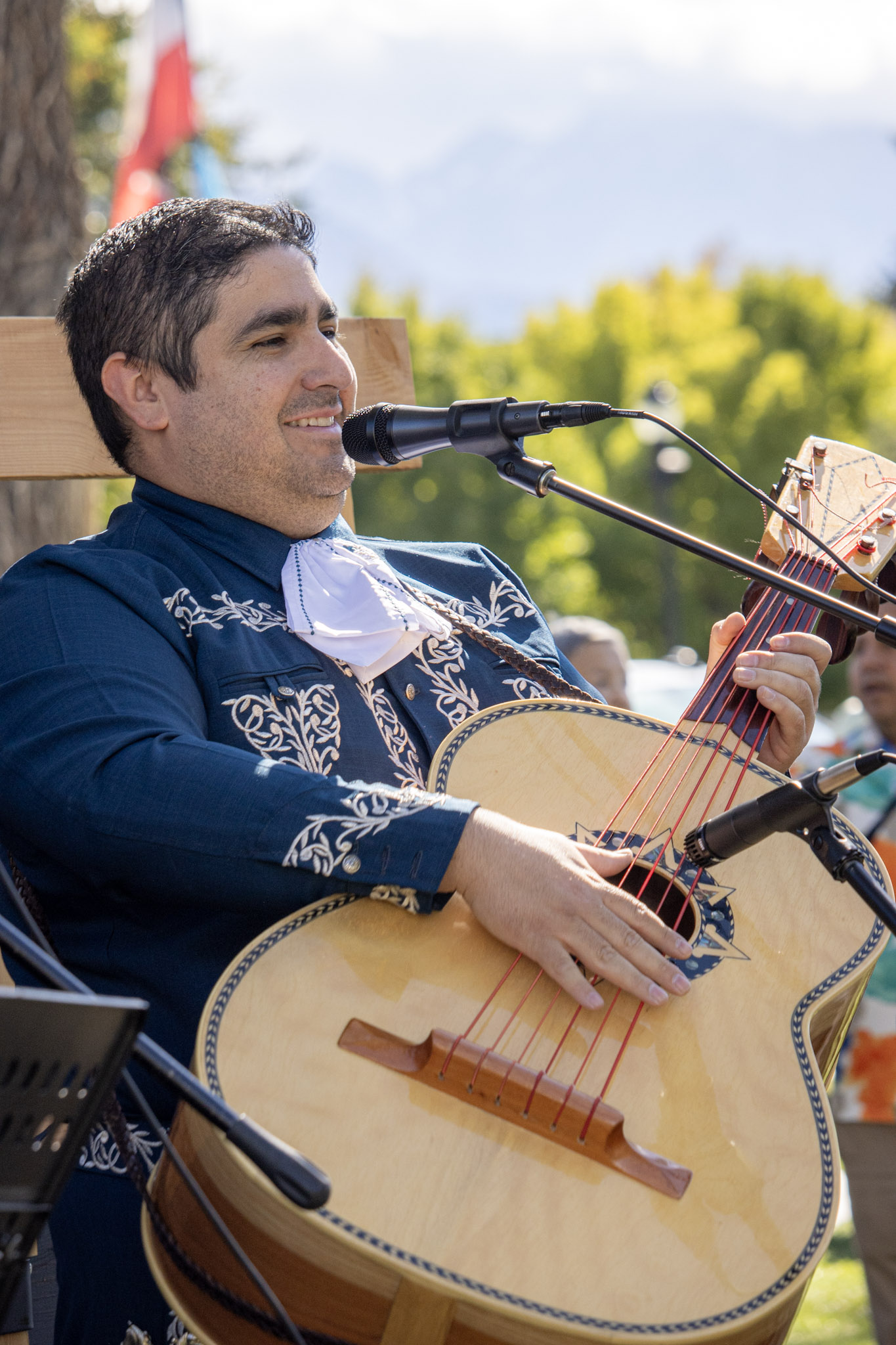 Sam Pereyra guitarron player with Karlysue y Los Charros mariachis in Utah