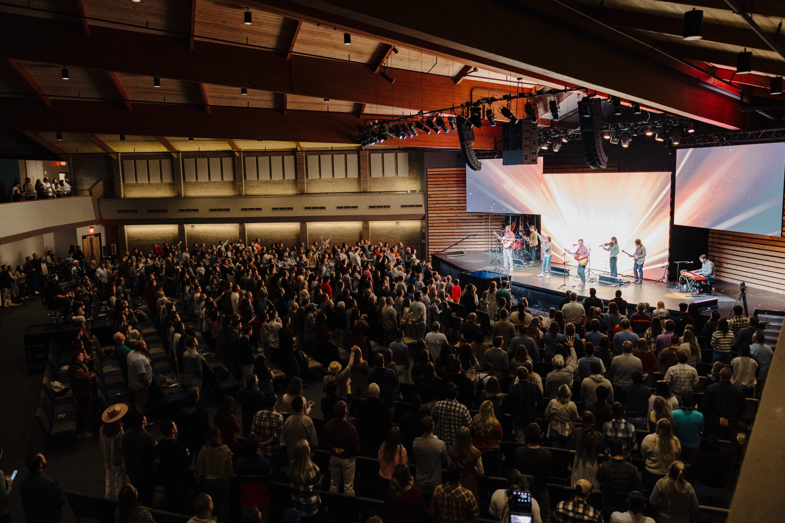 Large congregation attending a church service.