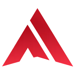 Red geometric logo with two overlapping triangular shapes pointing upward.
