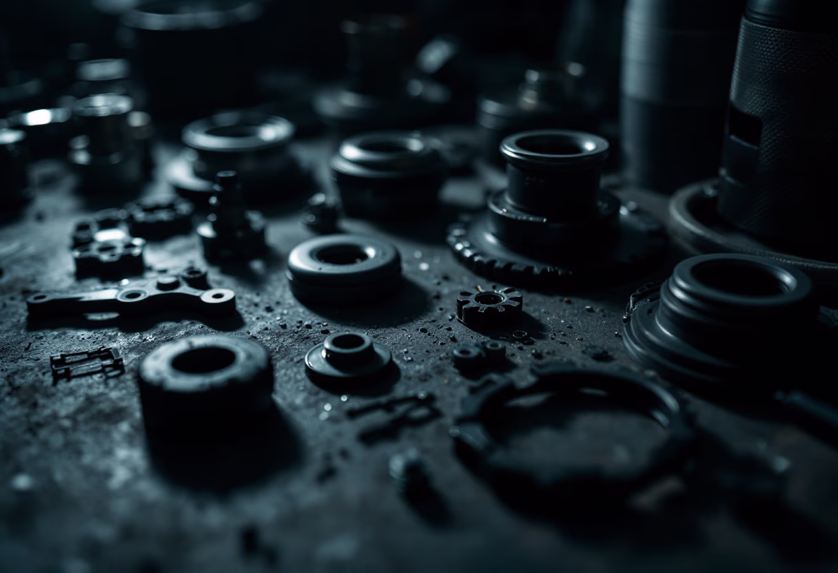 image of bicycle parts layout on a workbench