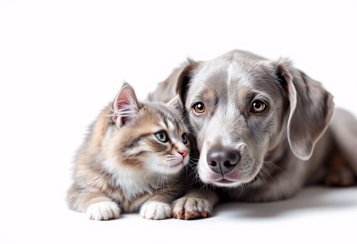 image of pets like dogs and cats in different poses for a pet store