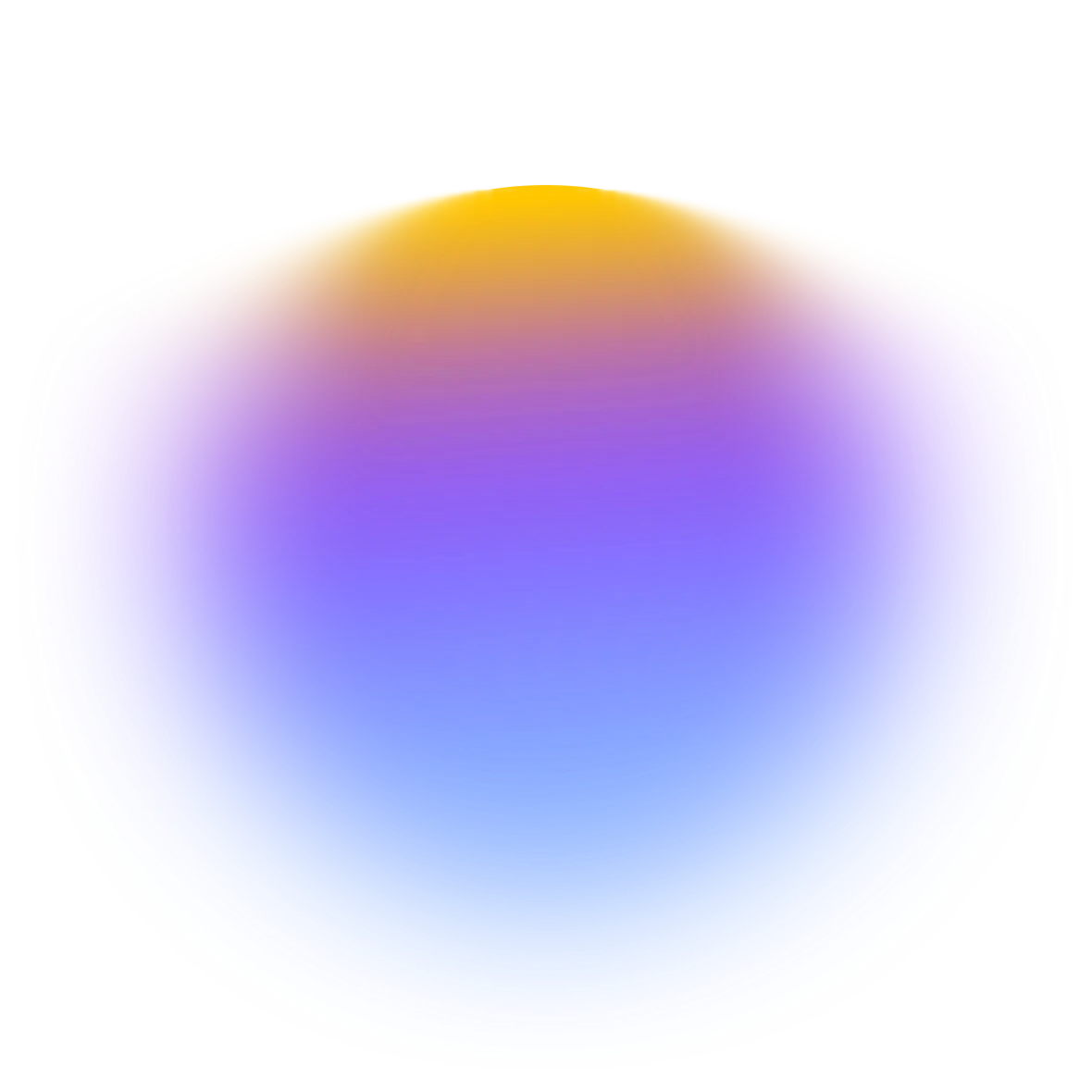 Sphere with a smooth gradient transitioning from yellow at the top to purple and then blue at the bottom.