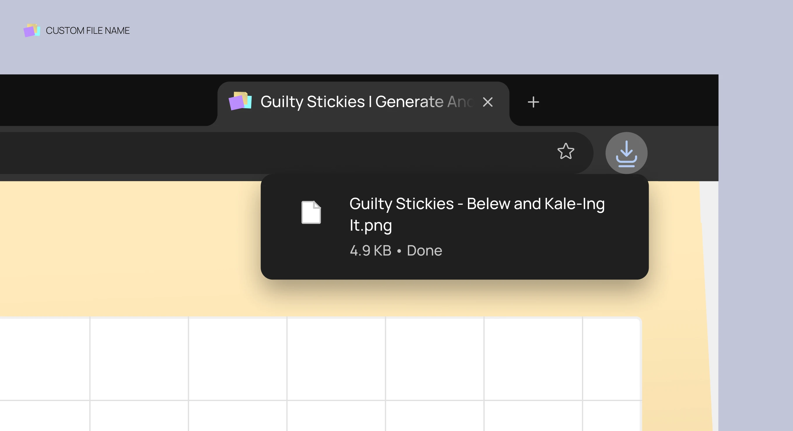 Browser download bar showing a completed download of a file named