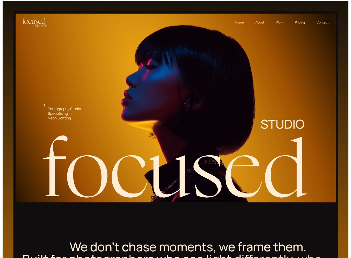 Focused Webflow Template home page preview with large font