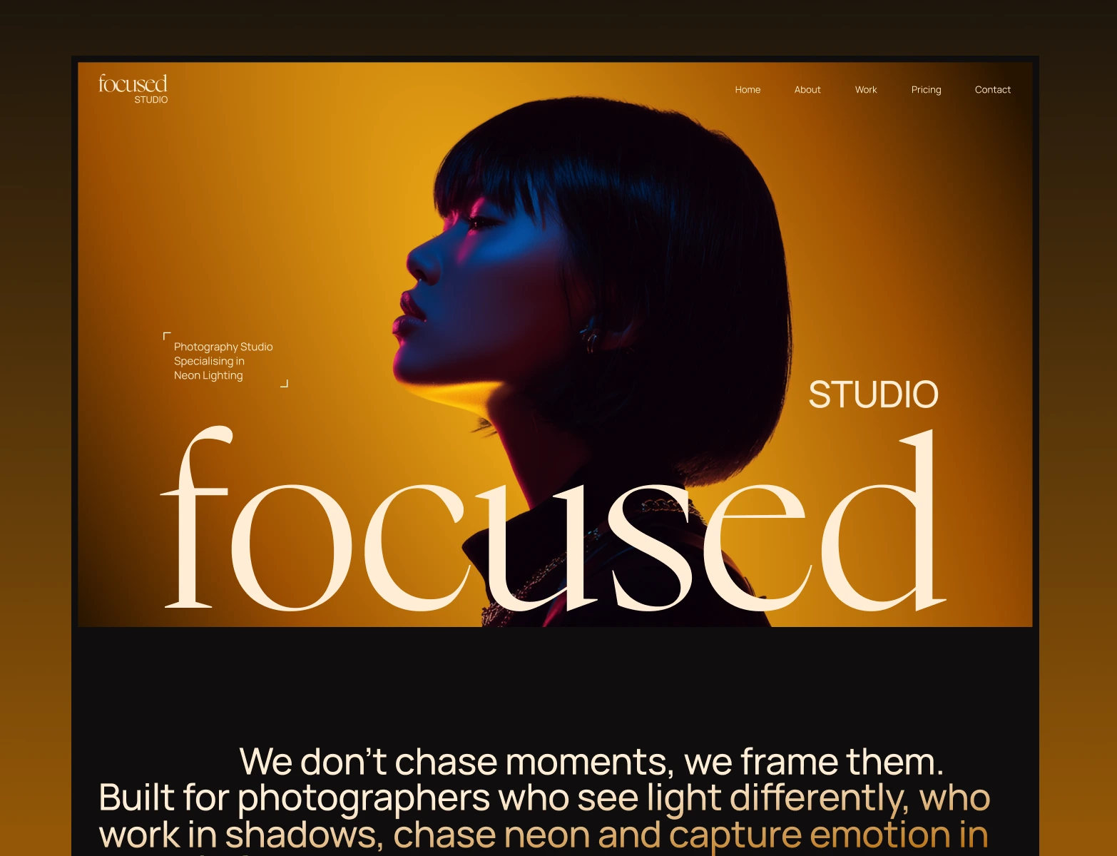 Focused Webflow Template home page preview with large font