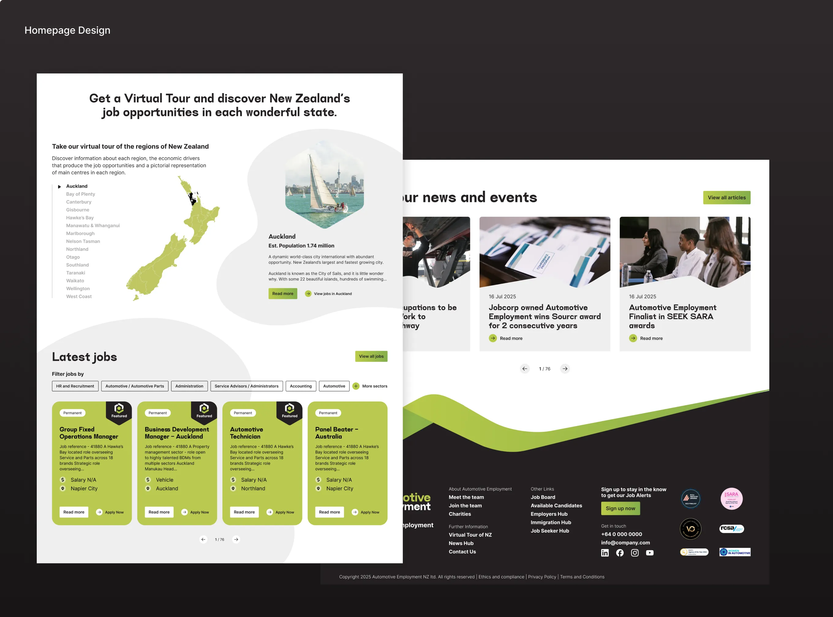 automotive employment website design layout