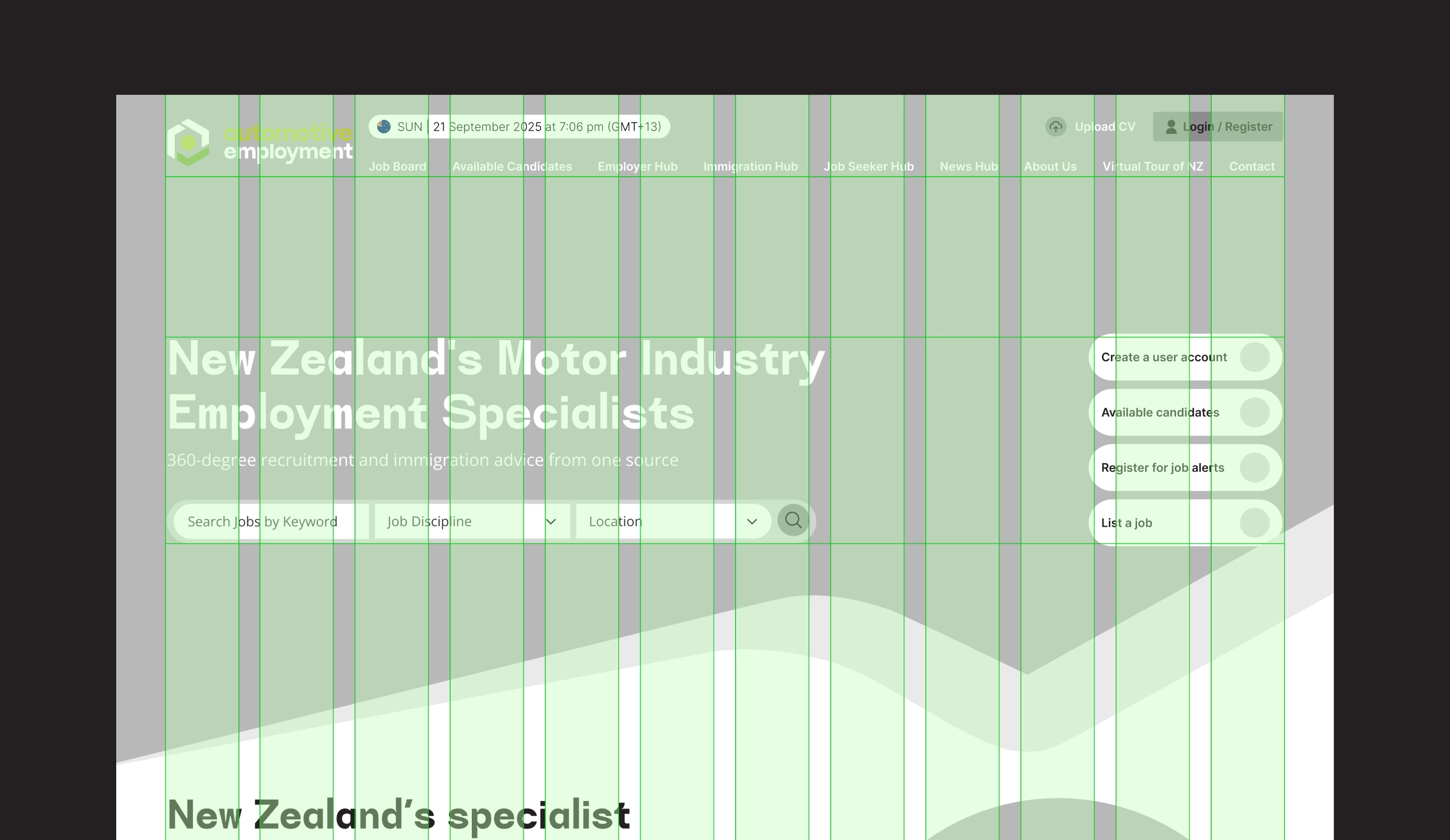 web design grid system for automotive employment website