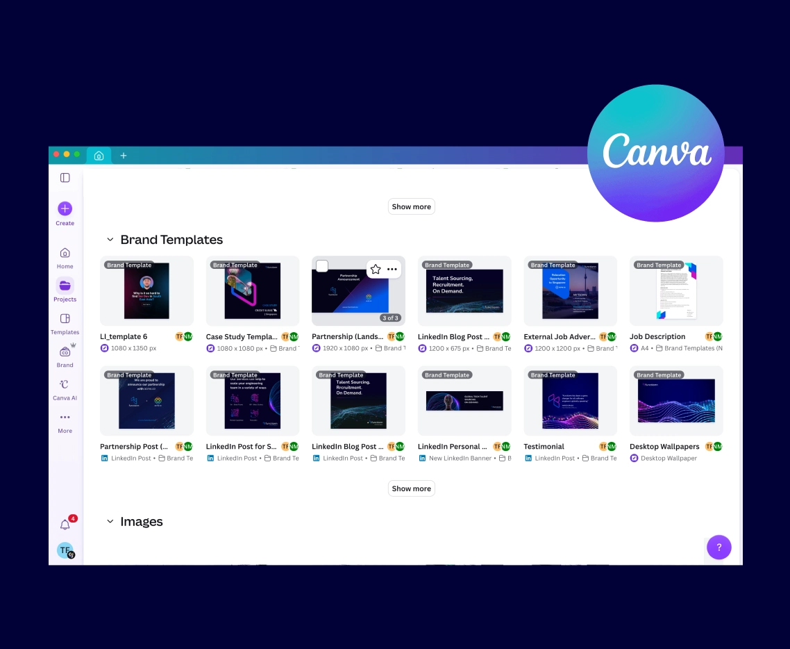 template setup in canva for client's social media management