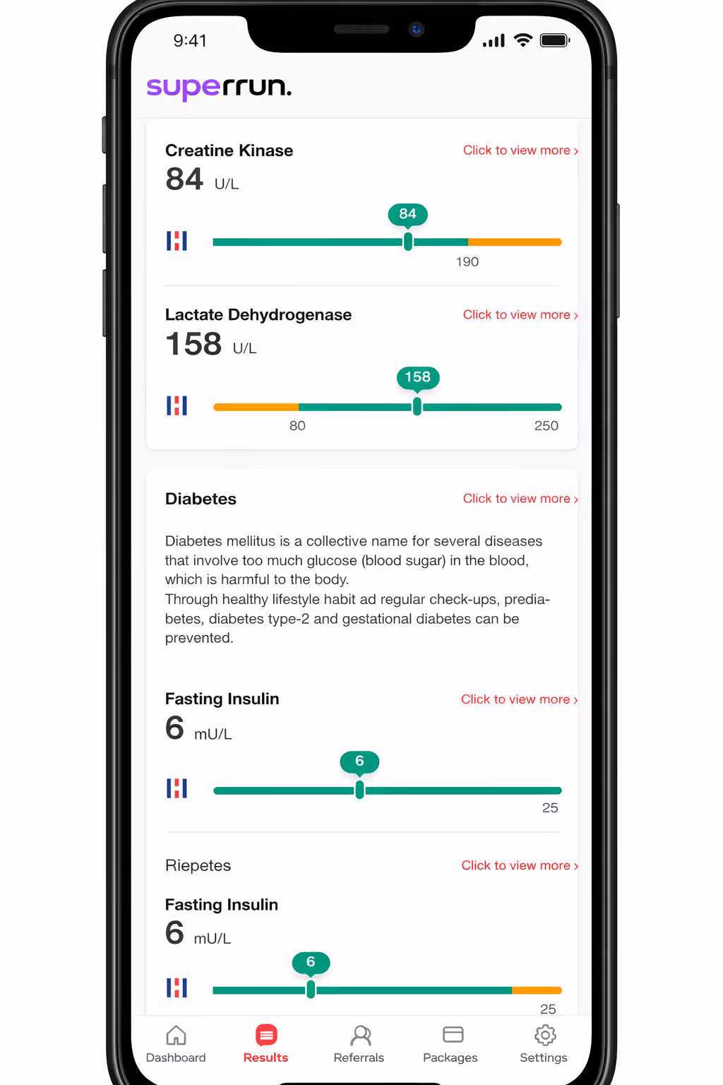 Blood biomarker dashboard for runners