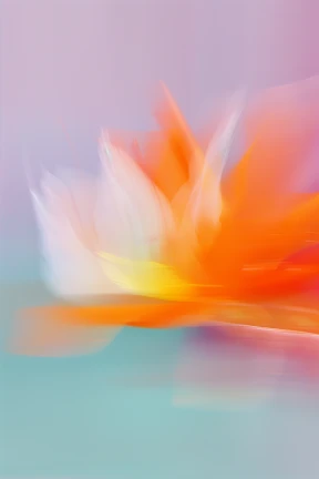 Abstract orange and pink flower-like blur.