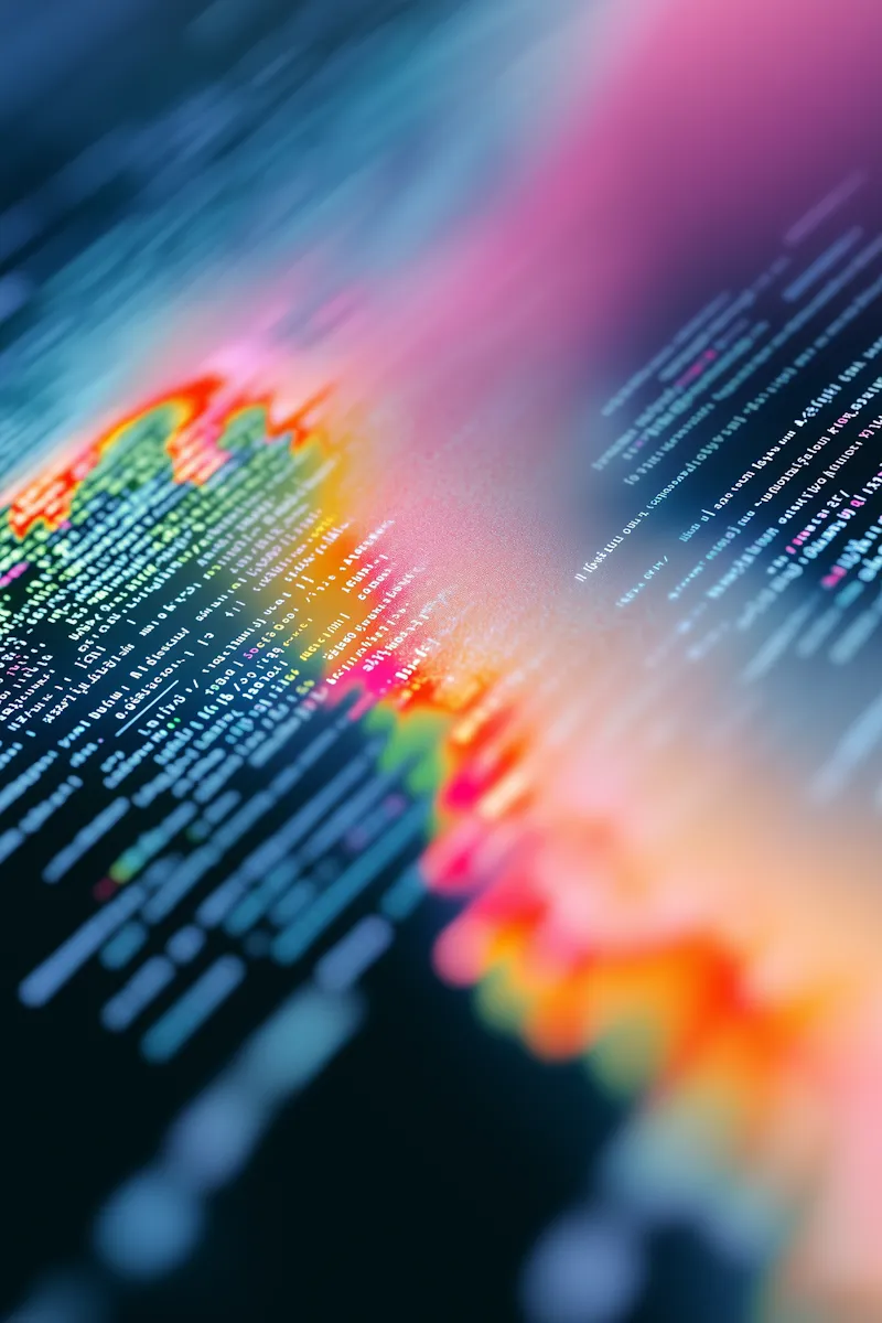 Abstract digital glitch colors.