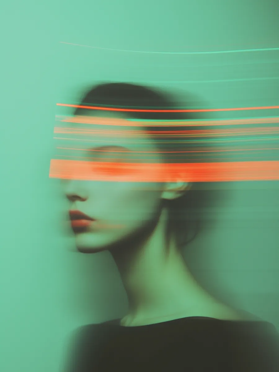 Surreal portrait with motion blur.