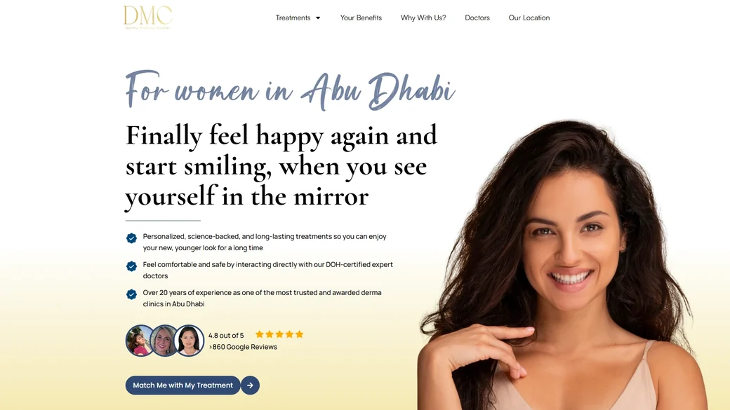 Derma clinic website after the relaunch
