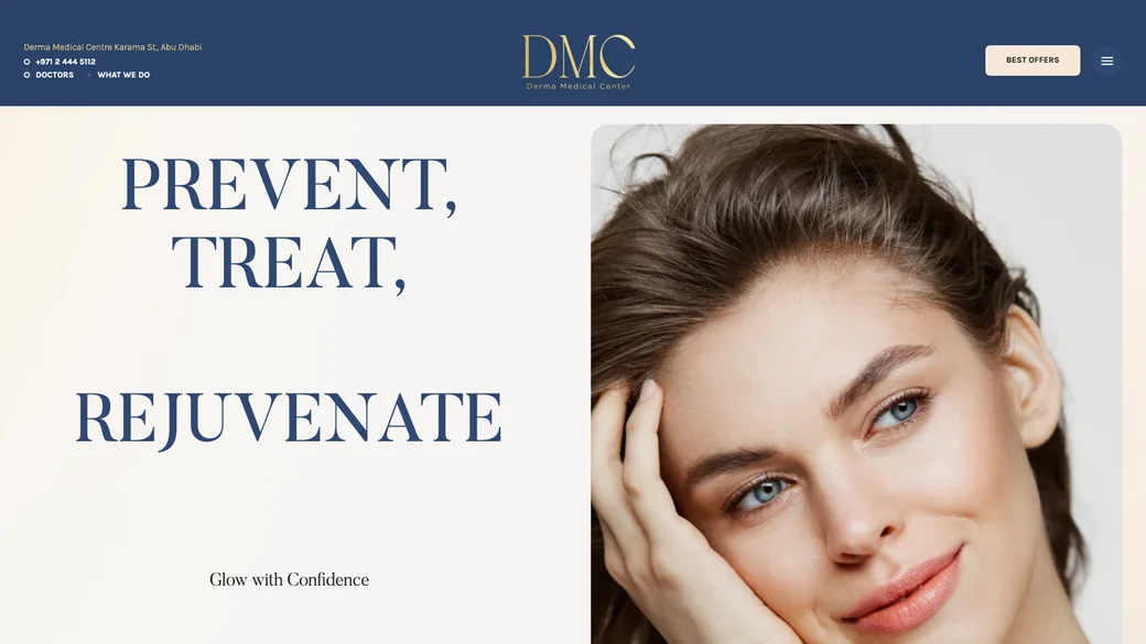 Derma clinic website before the relaunch