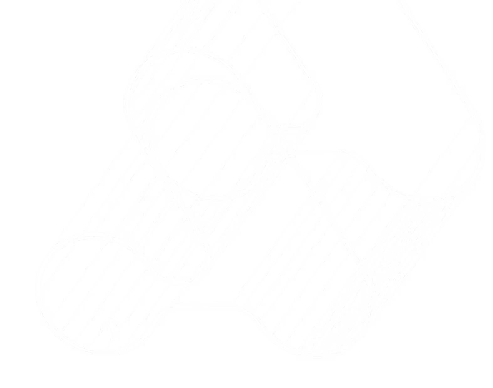 Wireframe-style 3D geometric shape with interconnected rectangular and cylindrical forms on black background.