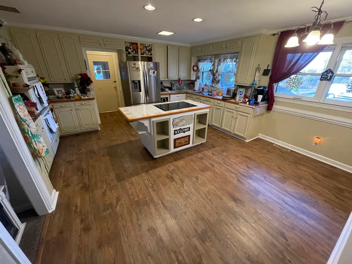 A flooring replacement and install that has been completed by Unleashed Renovations