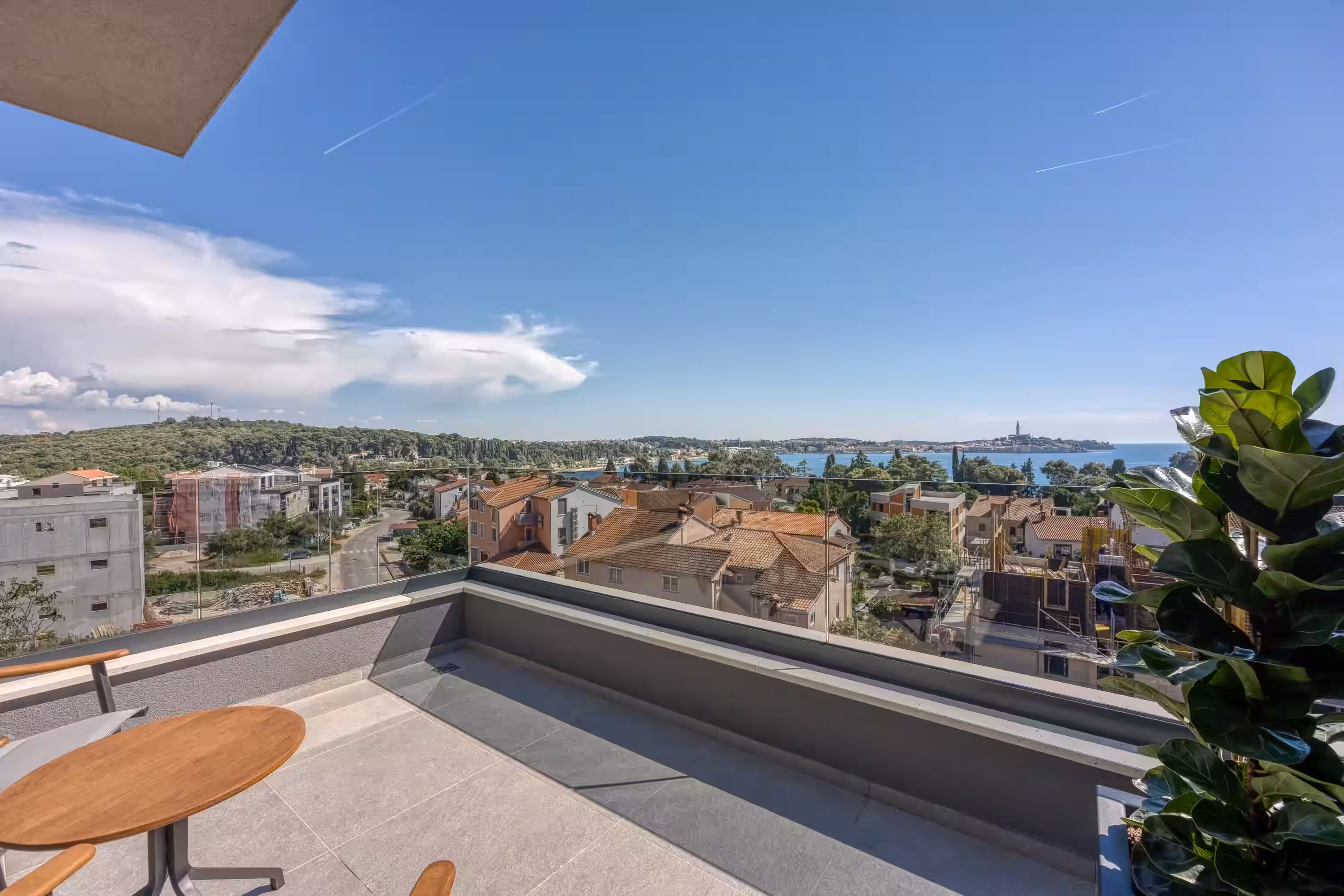 Level 5 Rovinj rooftop terrace overlooking the town and the sea