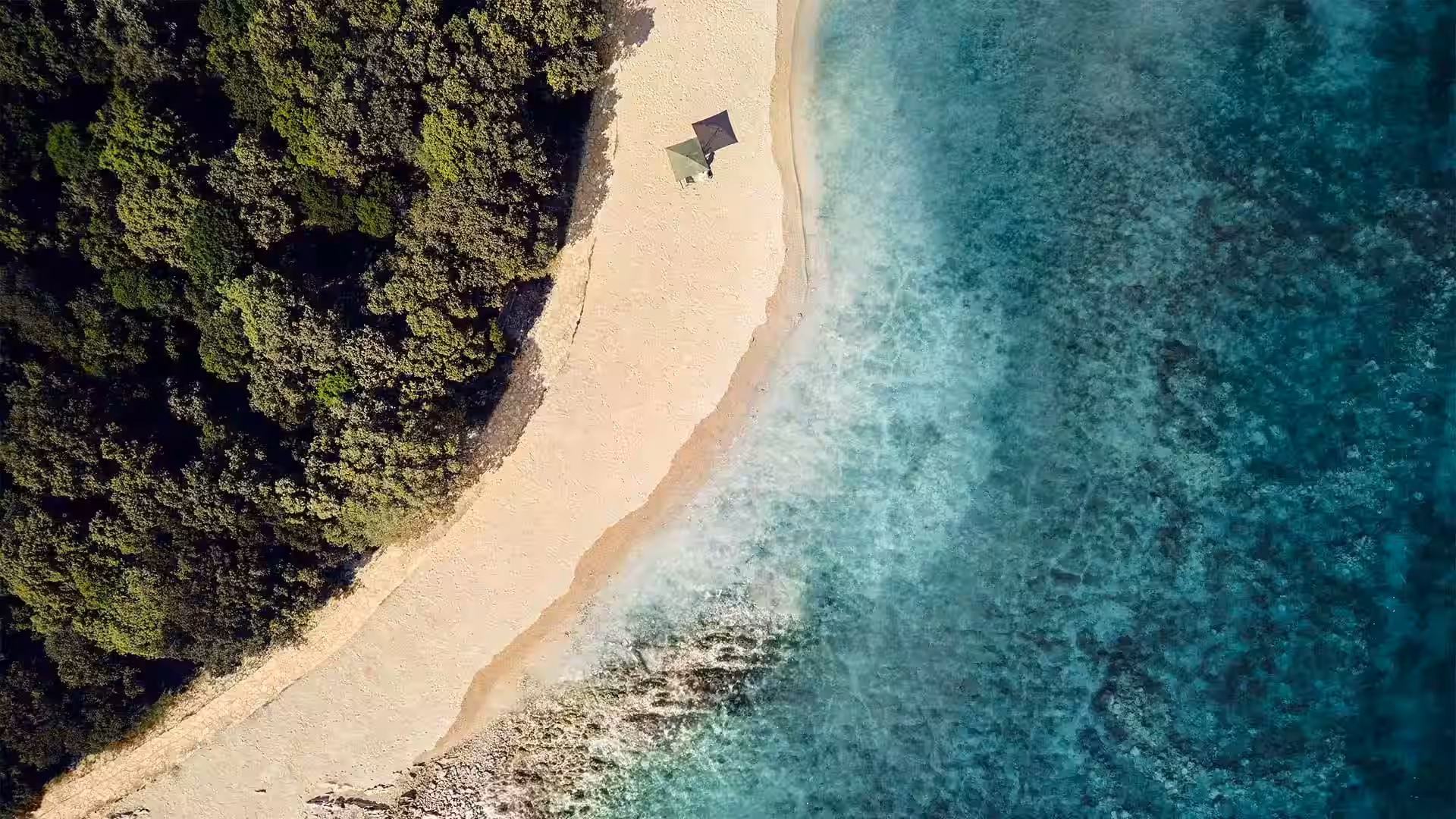 Falkensteiner Hotels Iadera/Senia Apartments aerial view of a sandy beach and turquoise sea