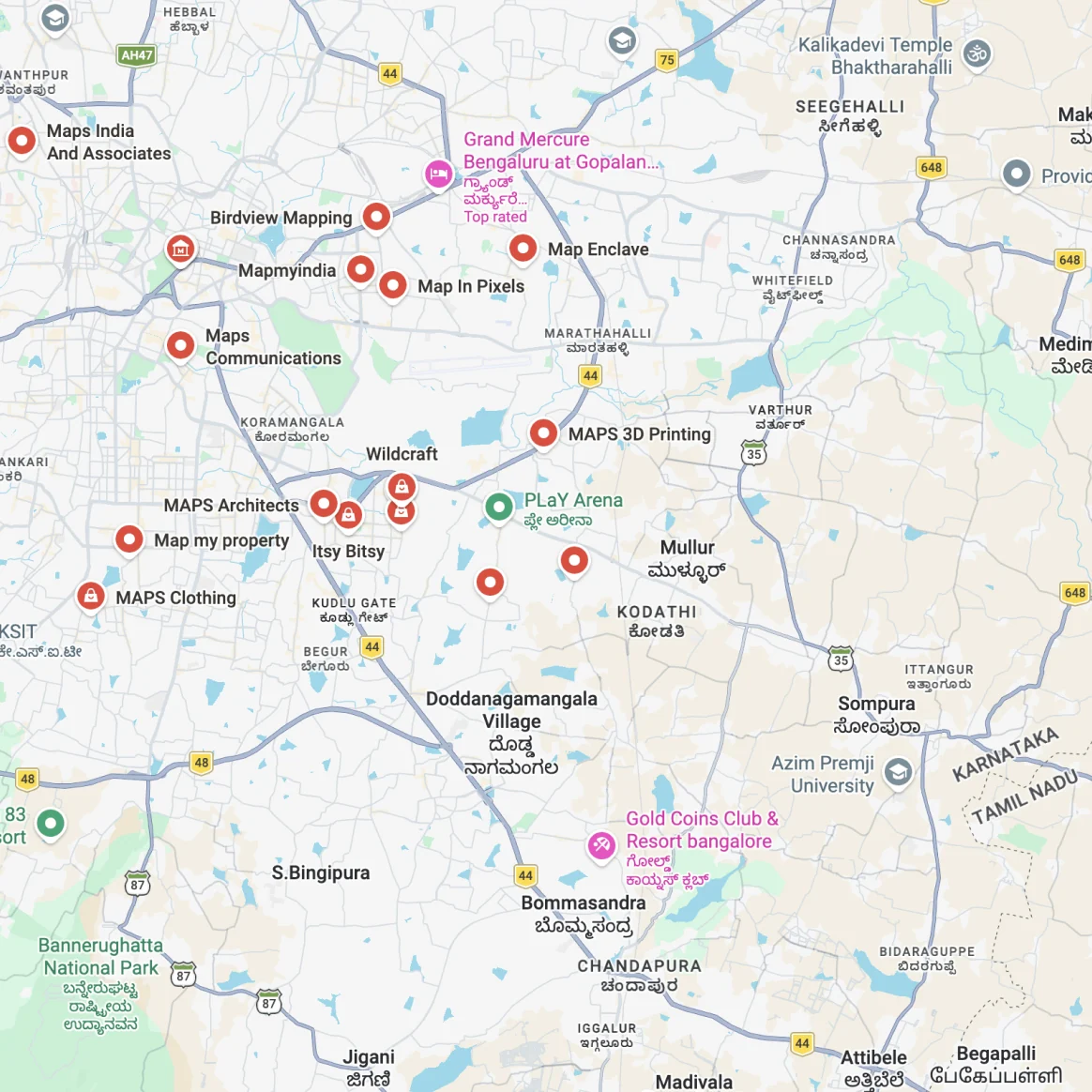 Map of Bengaluru