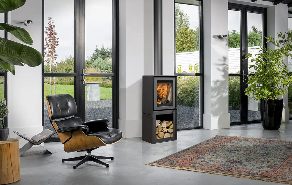 Poêle à bois dans intérieur design