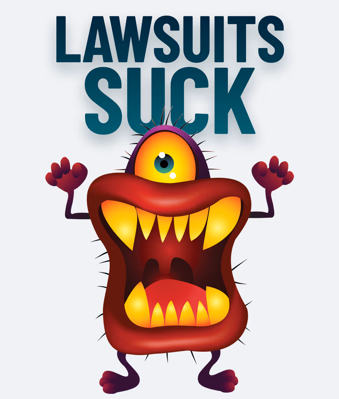 Hero image, Lawsuits Suck, Company mascot