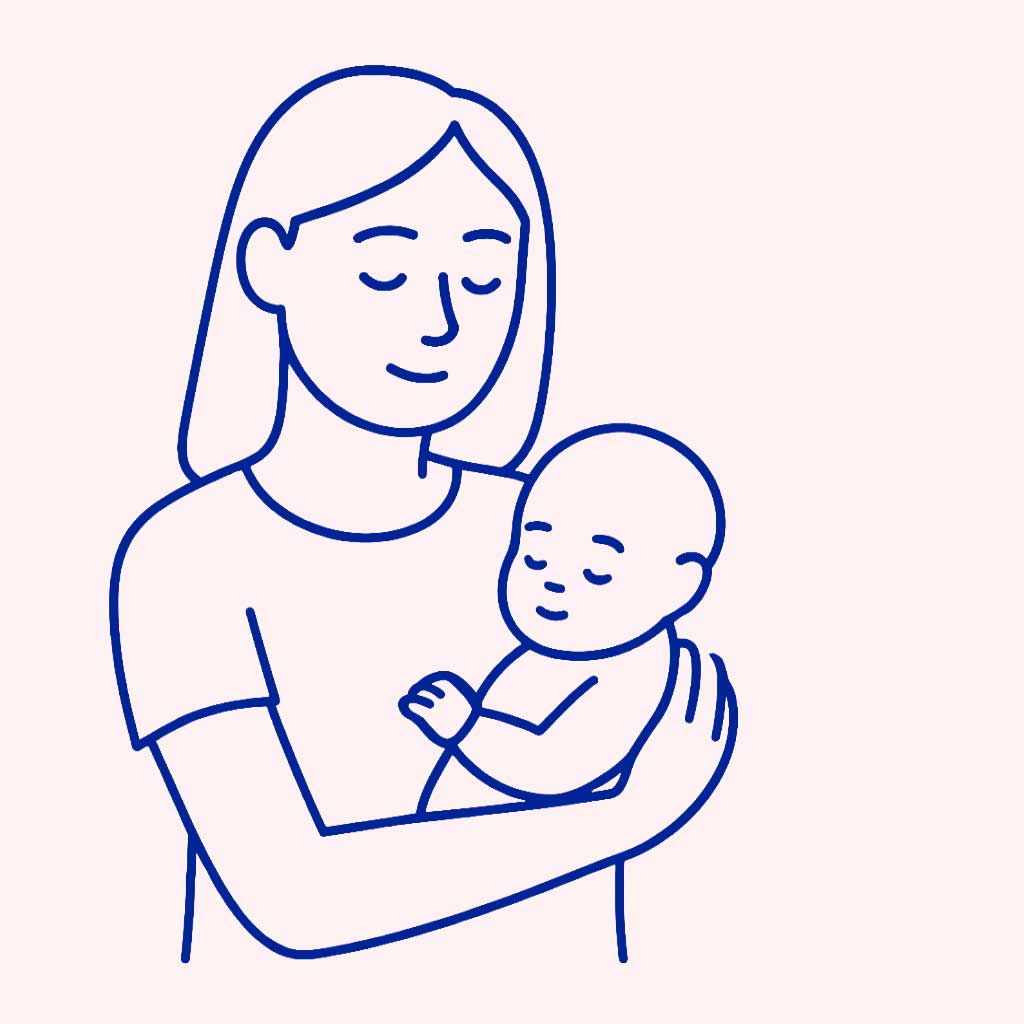 En illustration över en kvinna med ett barn