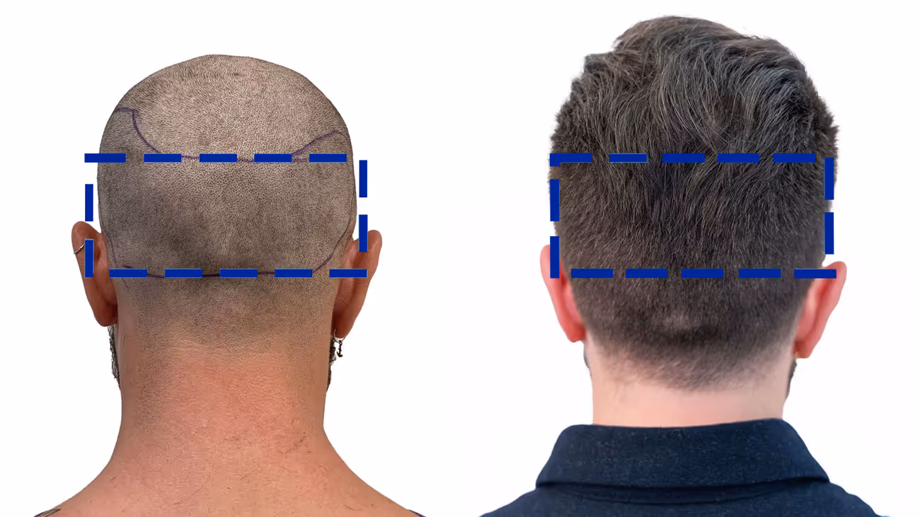 Donationsområdet före och efter skäggtransplantation