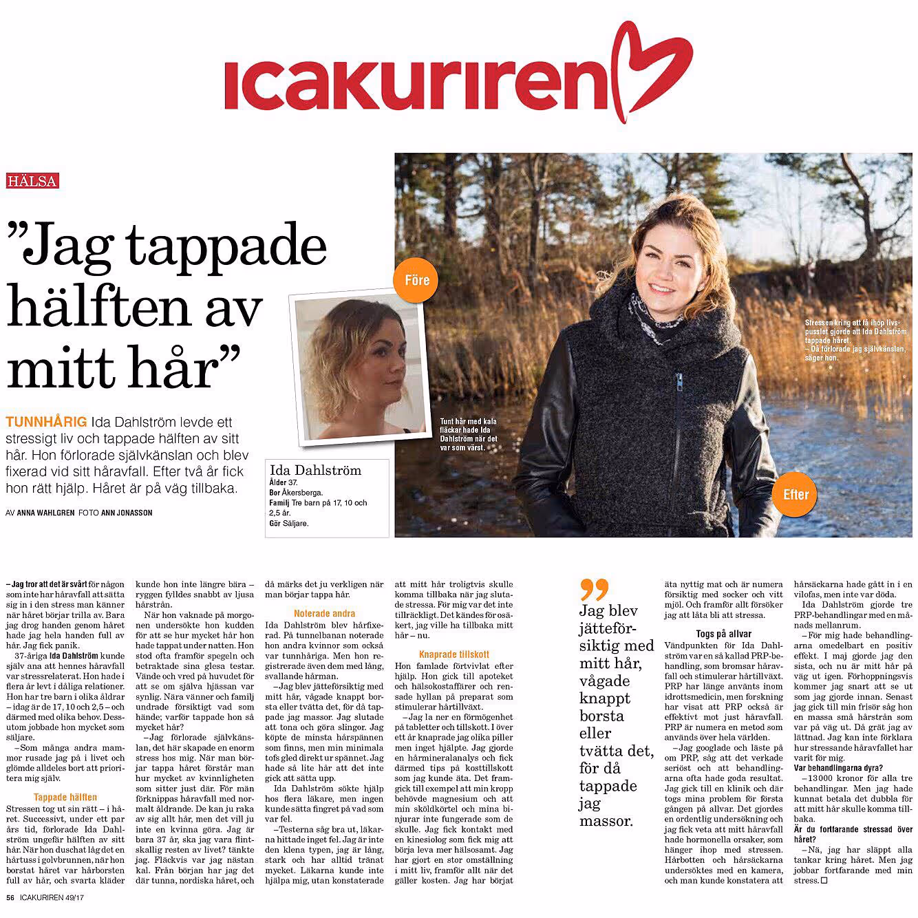 Ida talks about her hair in the ica courier