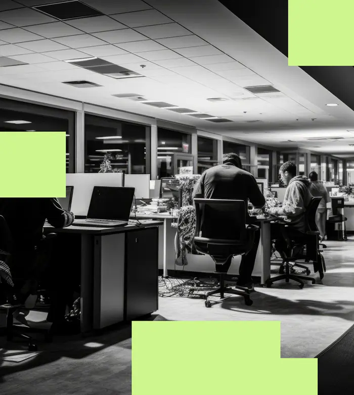 A team of developers working on codes