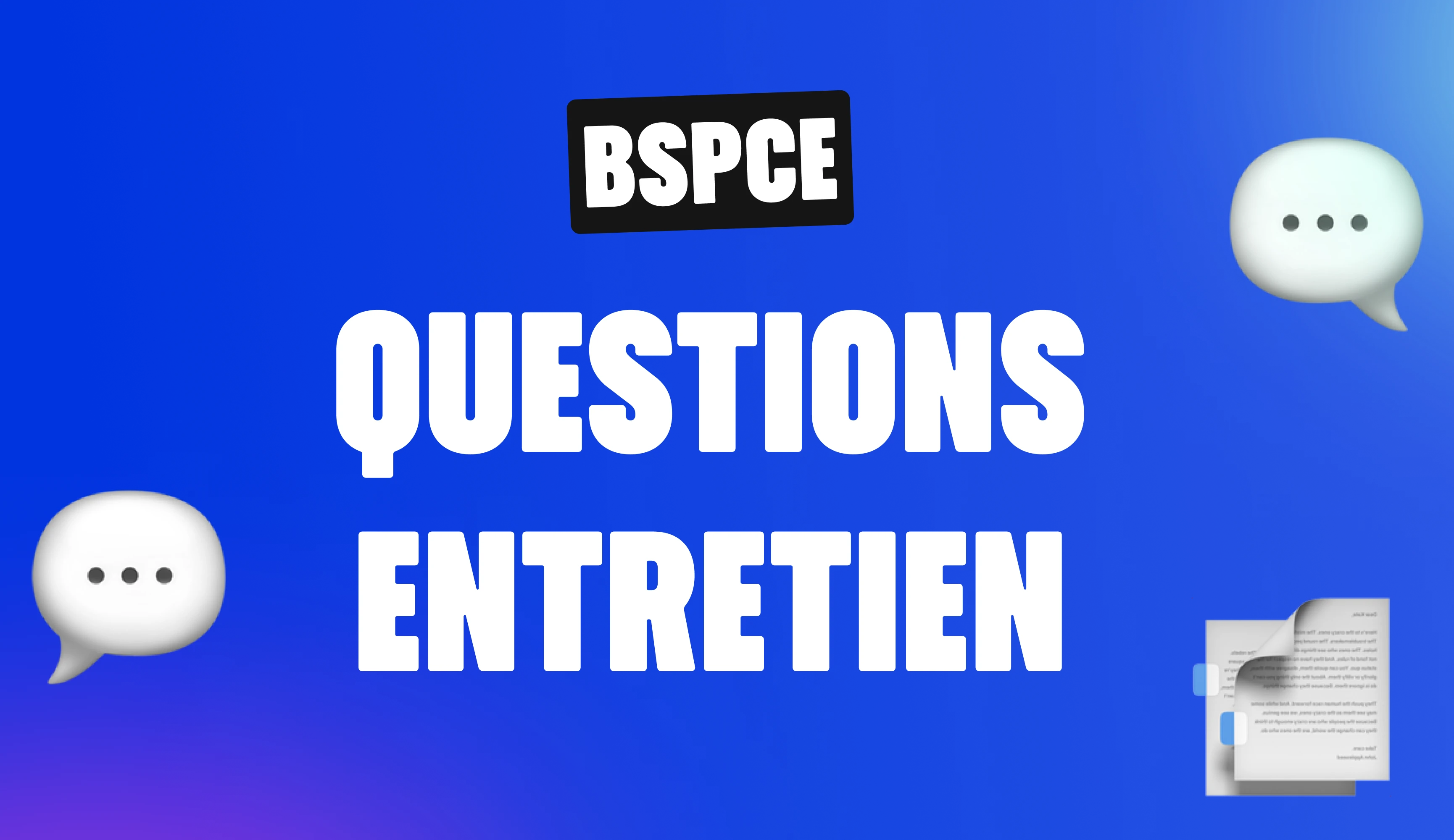 Liste questions entretiens BSPCE