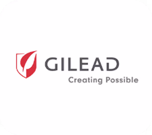 Gilead logo with red leaf icon and tagline Creating Possible.