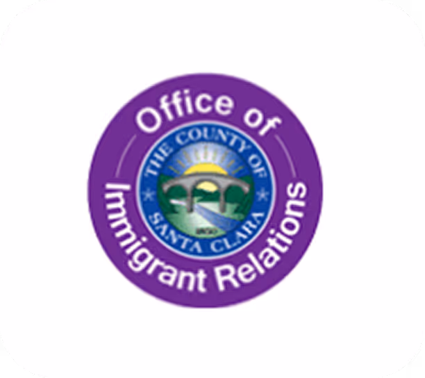 Seal of the Office of Immigrant Relations for the County of Santa Clara with a purple circular border.