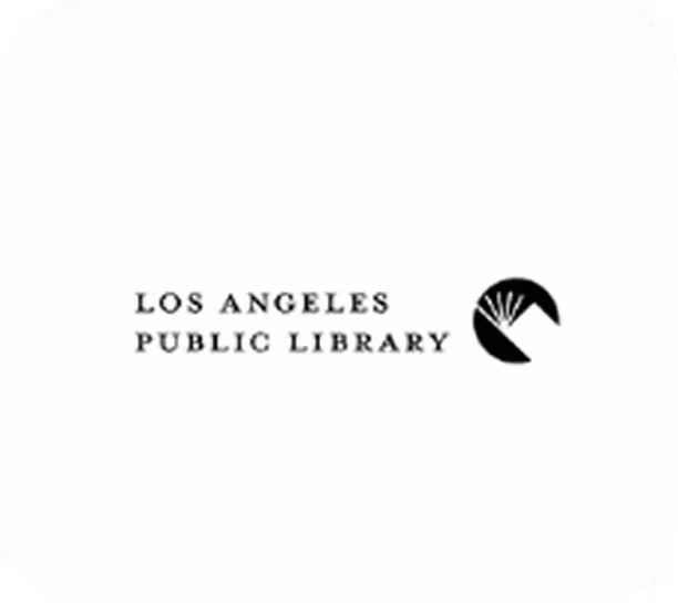 Los Angeles Public Library logo with text and a circular graphic element.