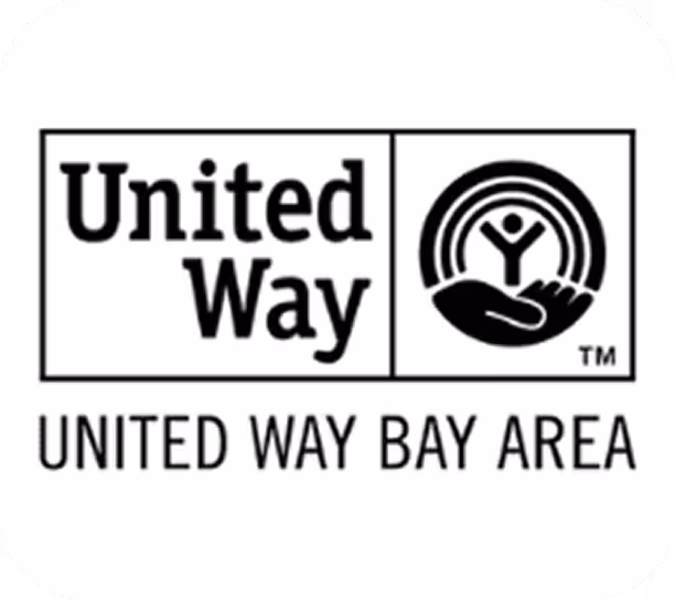 United Way Bay Area logo with a hand supporting a person figure inside a circular rainbow design.