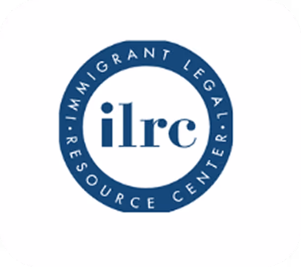 Logo of Immigrant Legal Resource Center with acronym 'ilrc' inside a blue circular band.