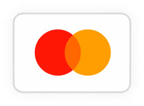 Mastercard logo with two overlapping circles in red and orange.
