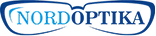 Nordoptika logo with the text stylized inside an eyeglass frame outline.