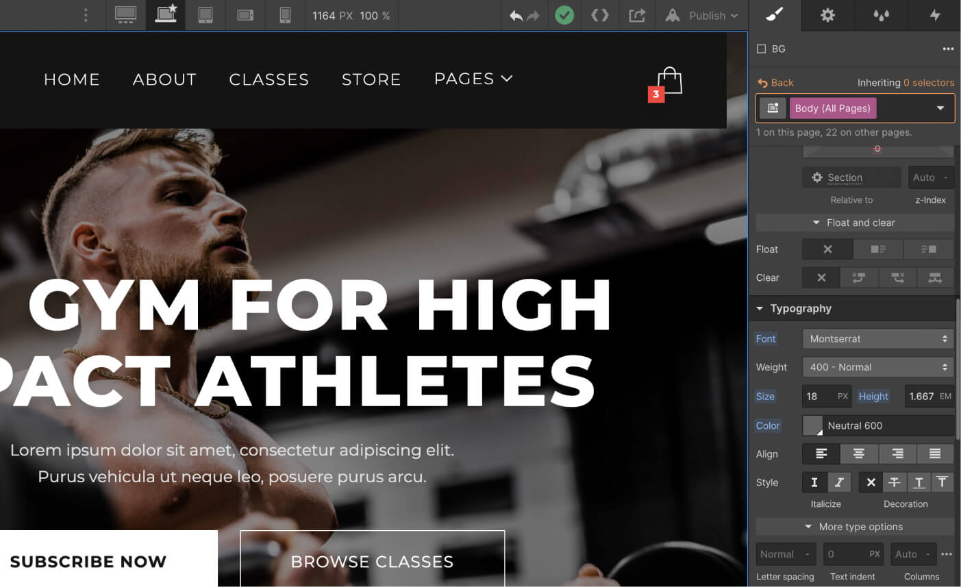Typography- Gymfit X Webflow Template