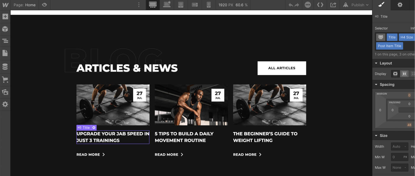 CMS Collection- Gymfit X Webflow Template