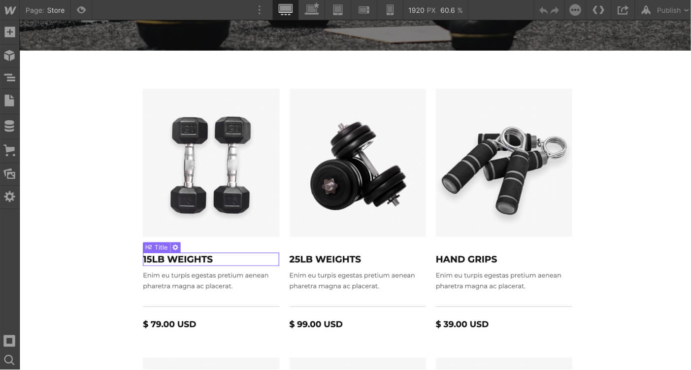 eCommerce Products- Gymfit X Webflow Template