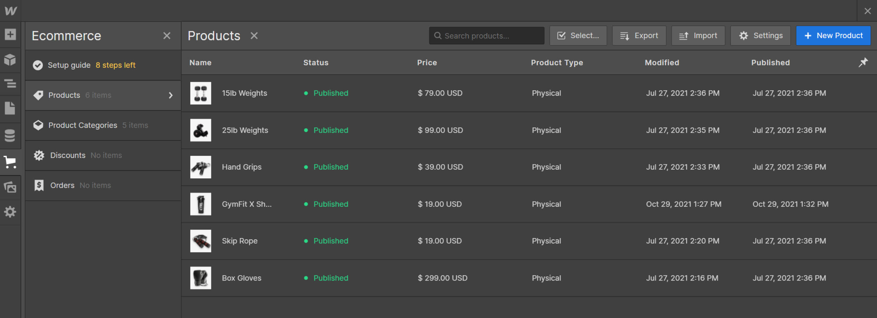 eCommerce Collection - Gymfit X Webflow Template