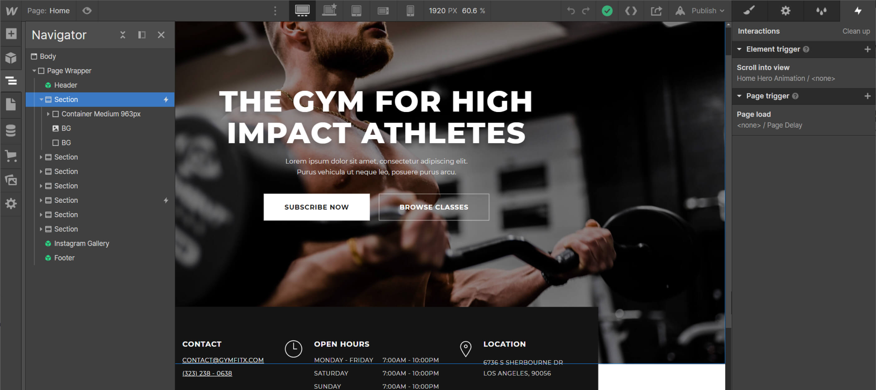 Animations- Gymfit X Webflow Template