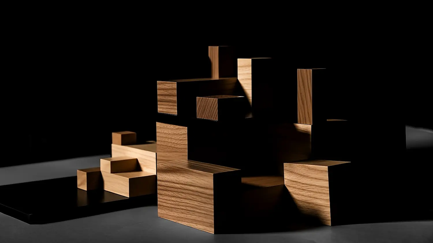 Stacked wooden blocks